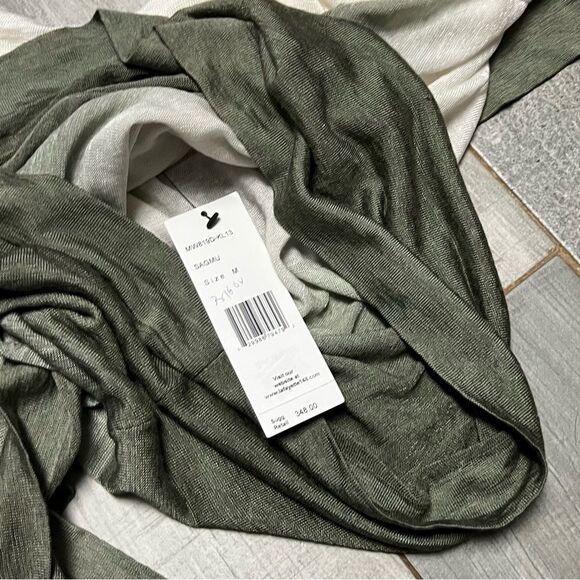 LAFAYETTE 148 Linen Ombre Green Cream Sand Washed Tank Drape Overlay Top M NWT - Picture 6 of 15